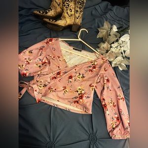 Pink floral crop top